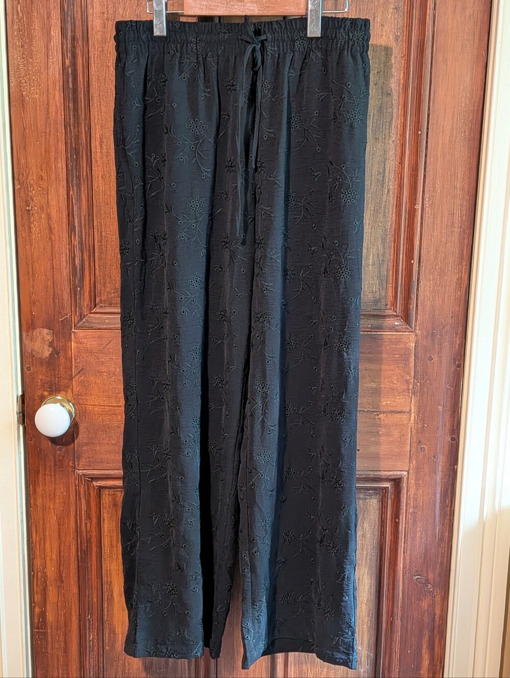 Haver & Blair London Black Eyelet Embroidered Wide Leg Pants